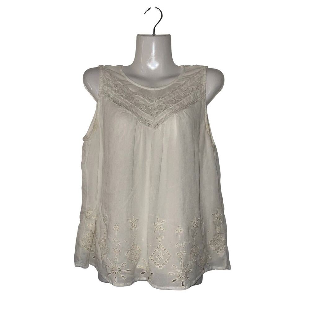 Mason & Belle Eyelid Lace Sleeveless Blouse SZ M Romantic Boho Chic Cottage